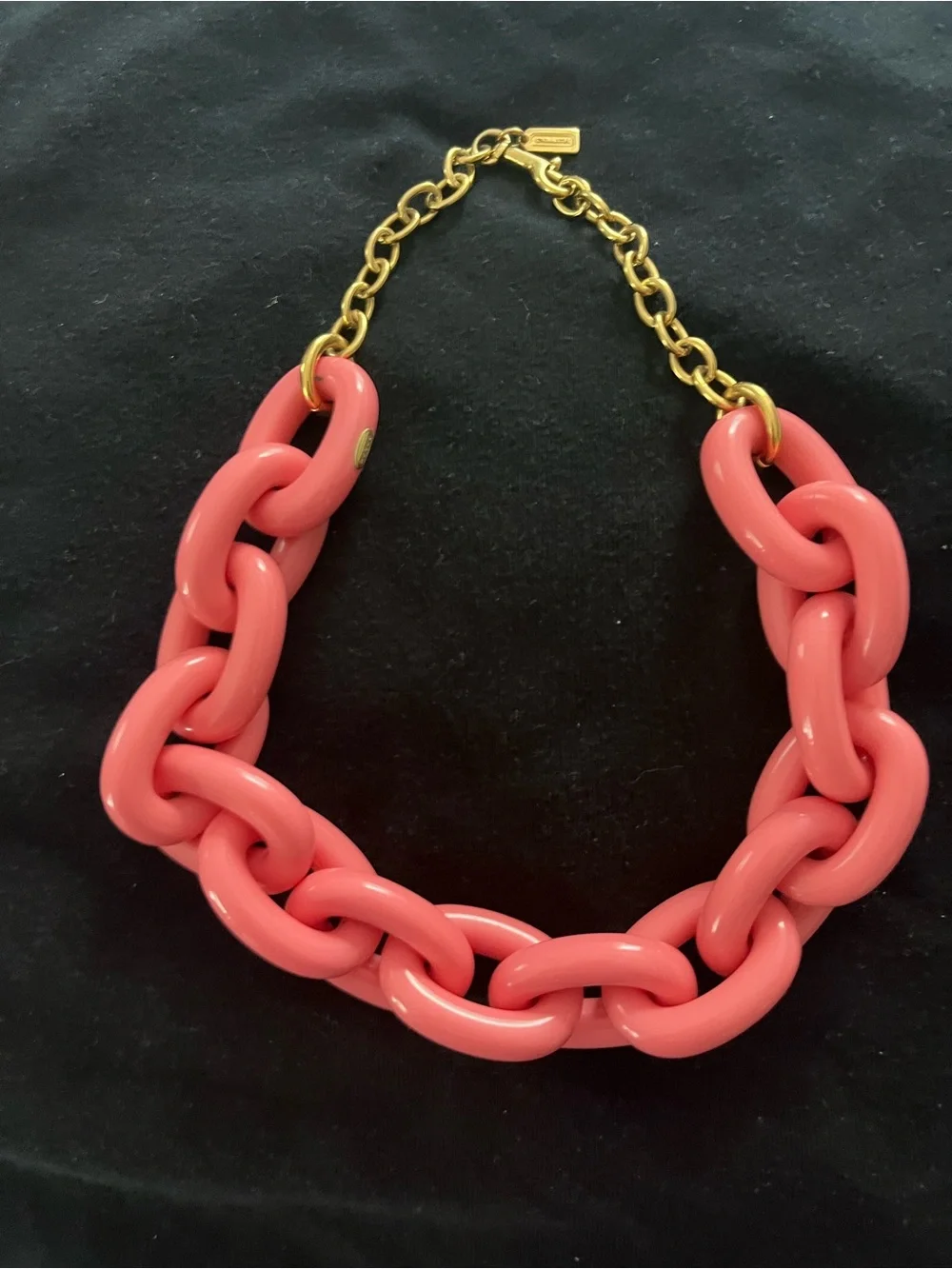Coach Coral Pink Resin Chain Necklace with Gold-Tone Links